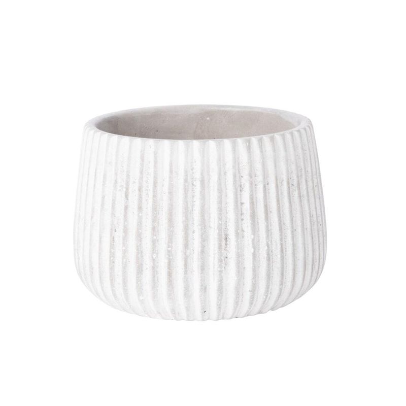 Ribbed Stone Effect Pot Cover, Med 4.4x6.5x6.5in  4           