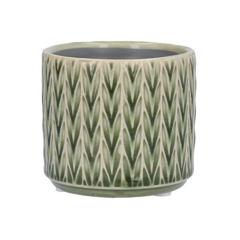 Green staghorn ceramic mini pot cover 3.1x2.8x3.1in  8              