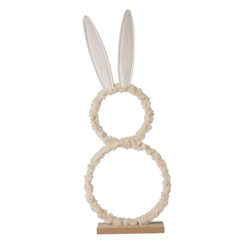 Silhouette bunny table piece, metal frame with off white plush covering, felt ears, large 17.5x6.5in  6       