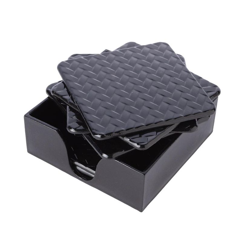 6ct TableCoaster Black Weave  12
