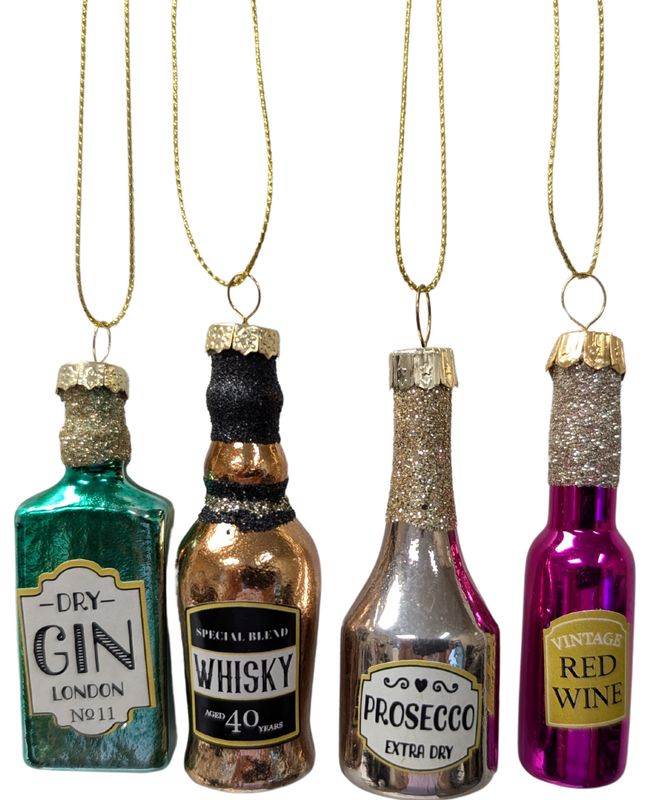 Set of 4 liquor bottles orns 2.75 in  6