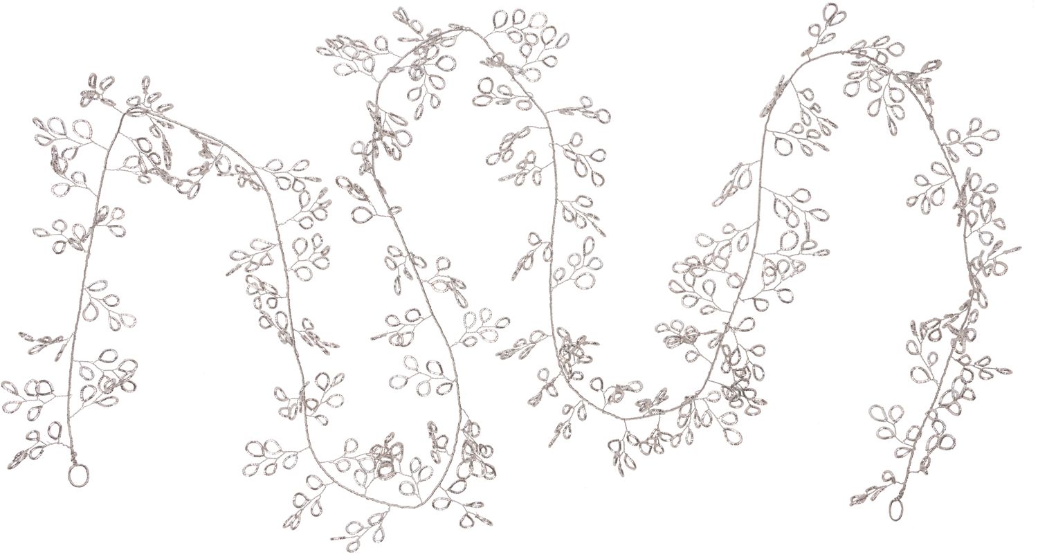 Silver plated petal garland, metal tinsel on wire 72 in  6