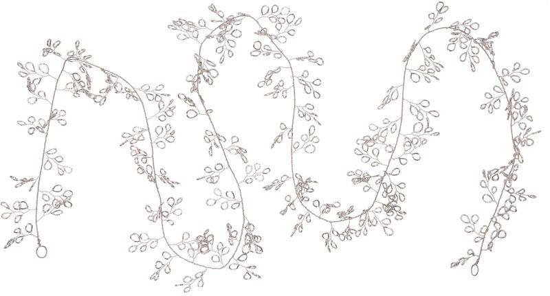 Silver plated petal garland, metal tinsel on wire 72 in  6