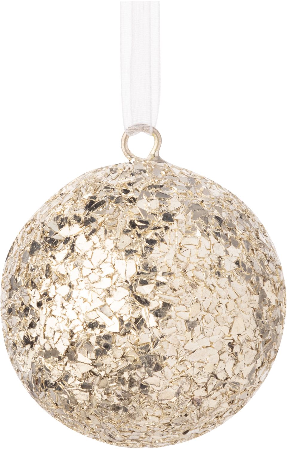 Glass glitter metal ball ornament, light gold 2 in  12