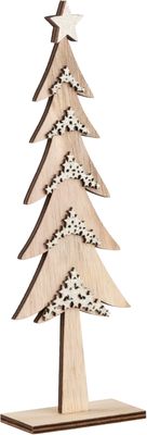 Natural wood tree with white stars tabletop 8.5 in  12