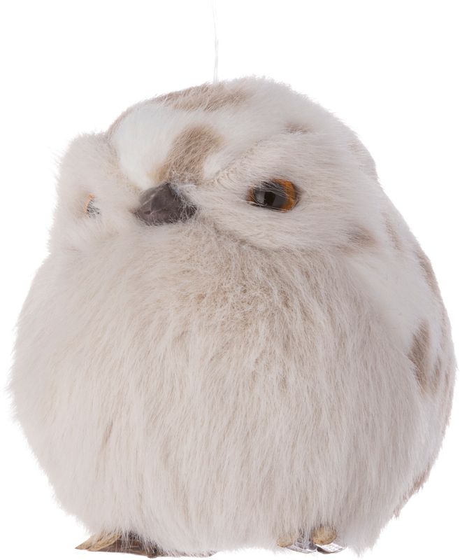 White spotted owl, plush ornament/tabletop 3.5 in  8