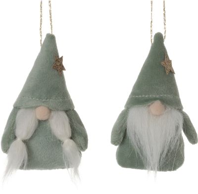 2 Asst&#39;d velour gnome ornaments, light green 2.5 in  24