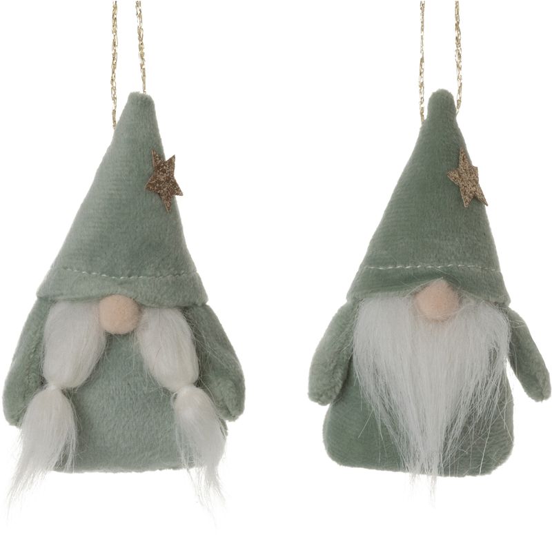 2 Asst&#39;d velour gnome ornaments, light green 2.5 in  24