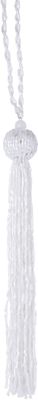 White glass bead tassel ornament with beaded hanger 6.5 in  12