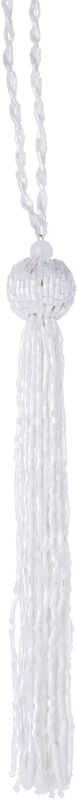 White glass bead tassel ornament with beaded hanger 6.5 in  12