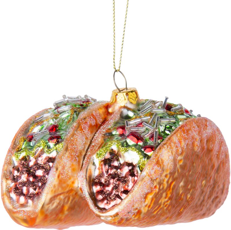 Blown glass tacos duo ornament 4 in  6