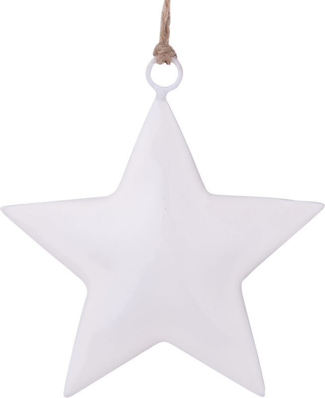 White enamel metal star ornament 3 in  24