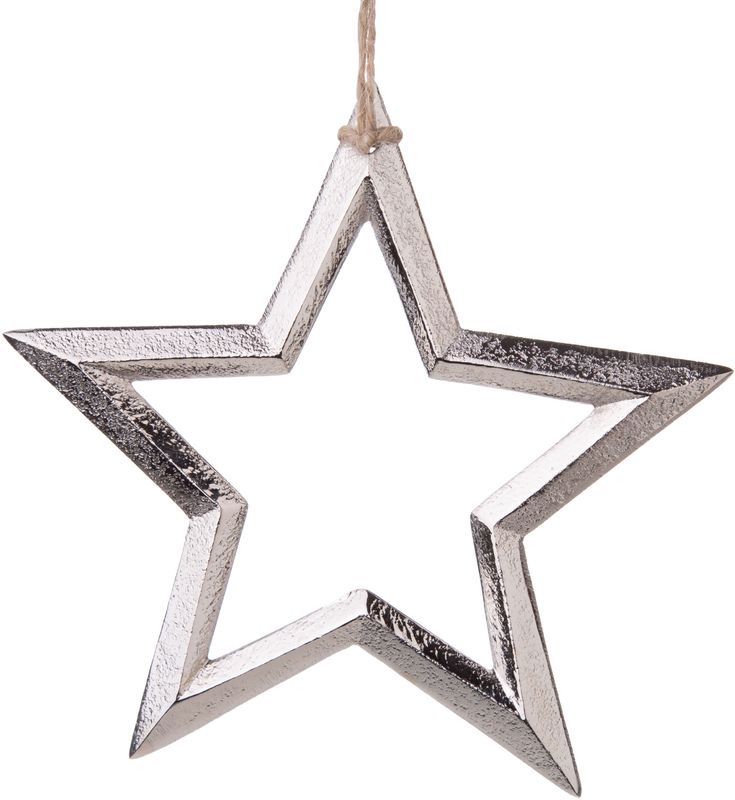 Cast metal silver star ornament 5.5 in 8