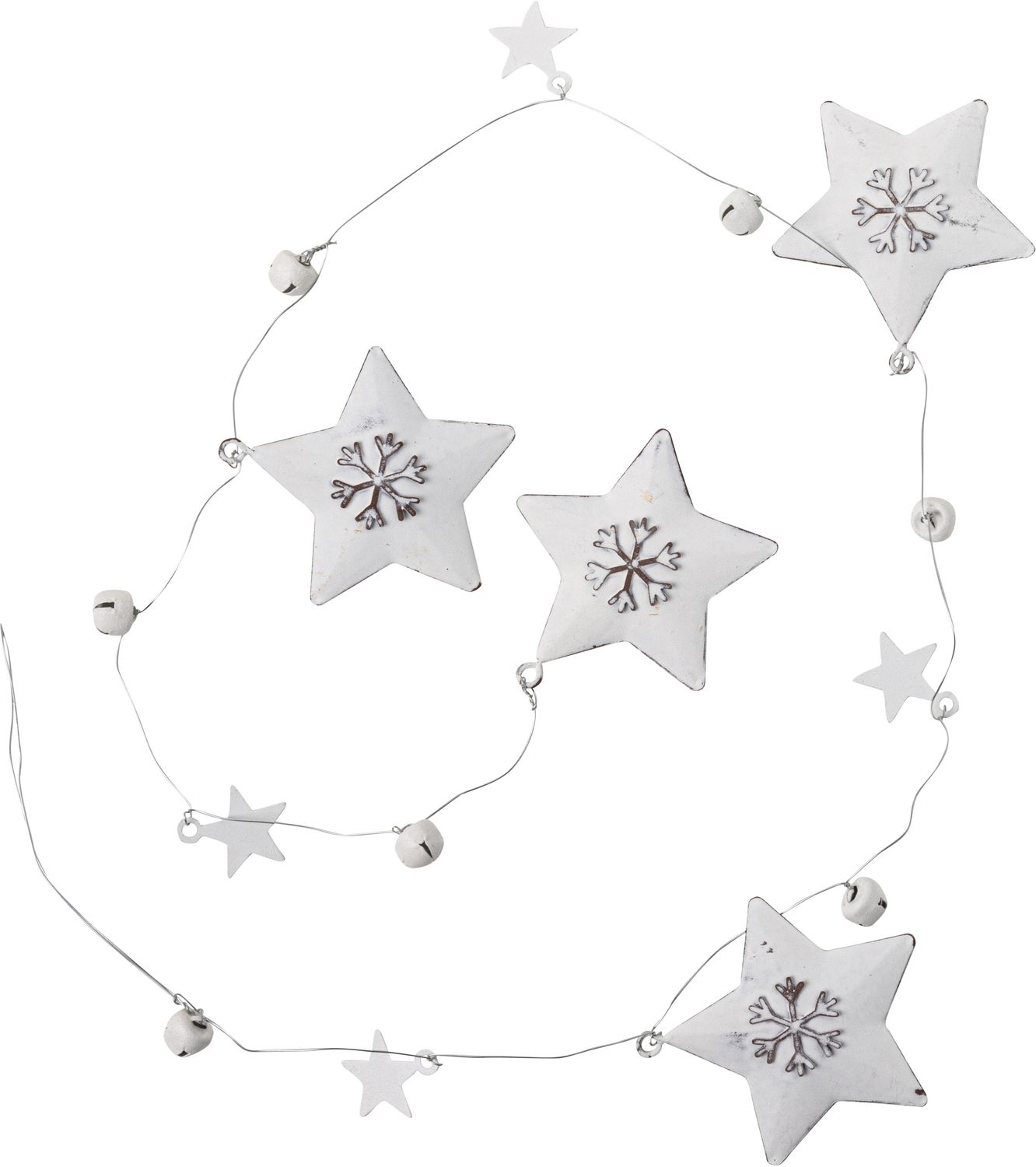 Pierced metal snowflake star garland, antique gold 45 in  6