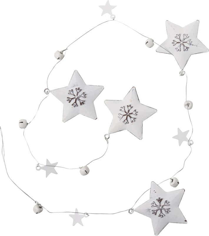 Pierced metal snowflake star garland, antique gold 45 in  6