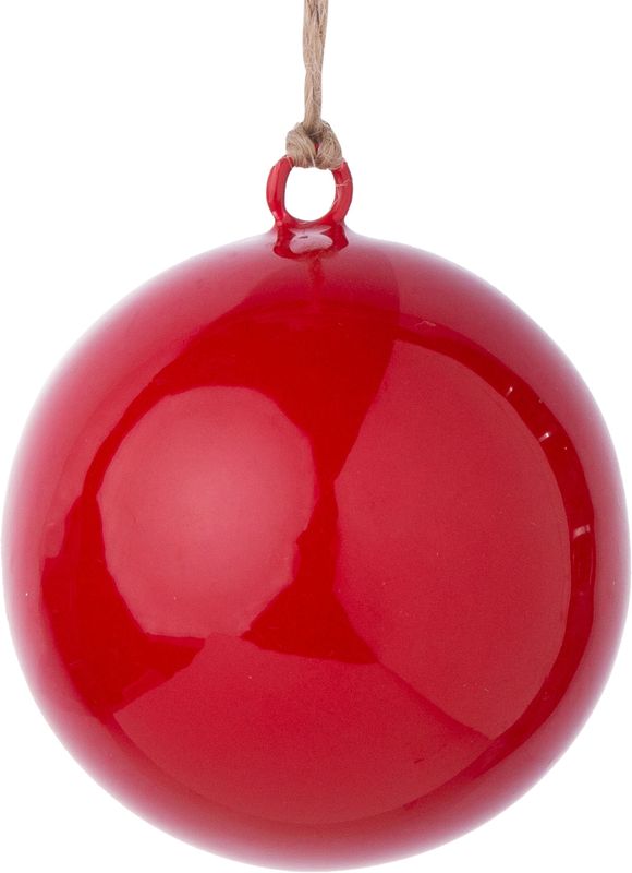 Red enamel metal ball ornament 3 in  12