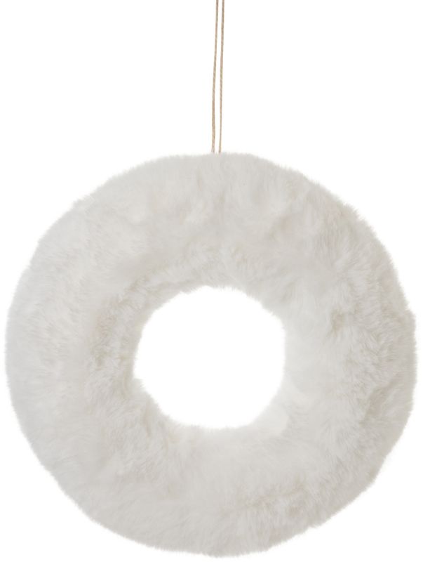 White plush wall wreath, one-sided 9.5 in  6