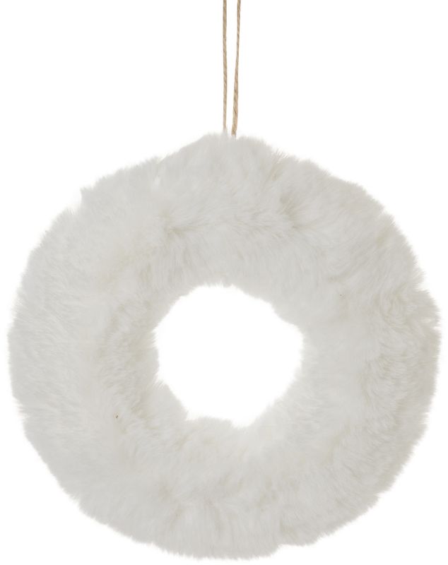 White plush wall wreath, one-sided 11 in  4