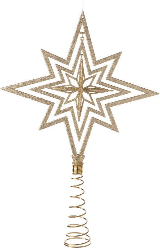 Lt gold acrylic Moravian star tree topper with dangling interior star 14.4 in  6