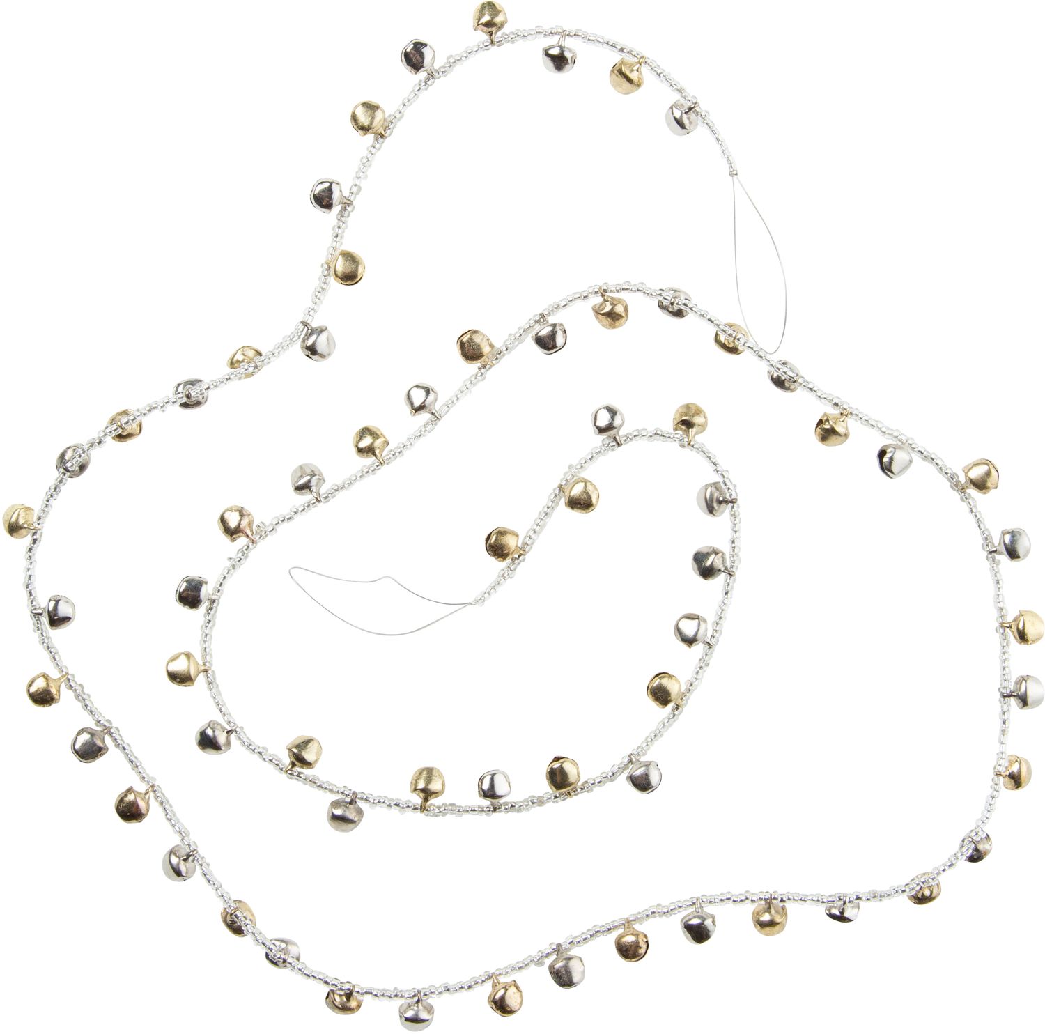 Glass bead and jingle bell garland, silver and gold, 40 in  6