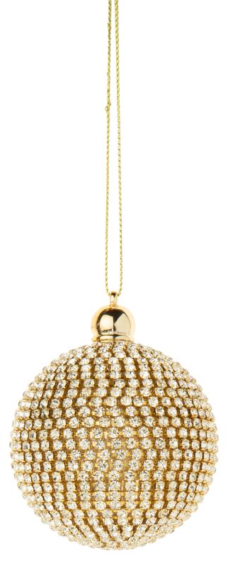Diamante bead ornament, gold and clear, 1.5 in  12