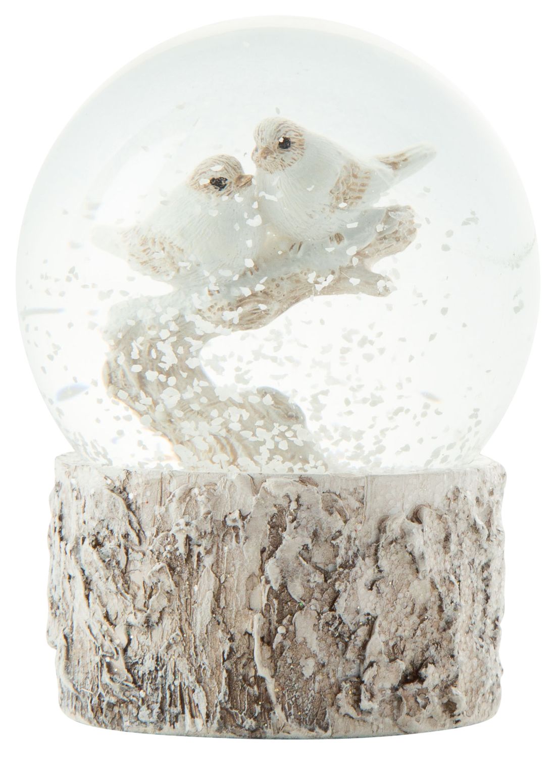 Bird couple on branch snow globe 3 in  6