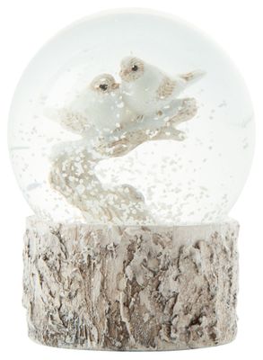 Bird couple on branch snow globe 3 in  6