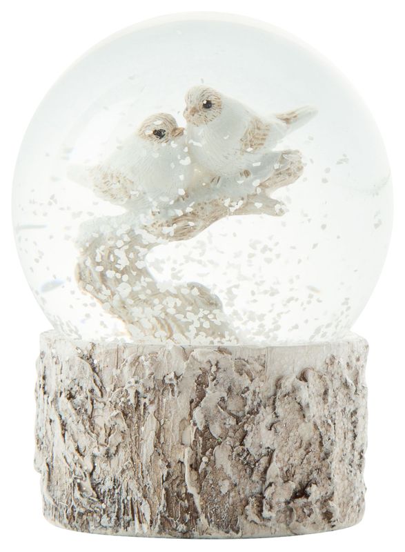 Bird couple on branch snow globe 3 in  6