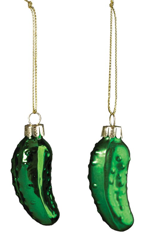 2 Asst&#39;d blown glass pickle ornament, matte + shiny finish, 2 in  12