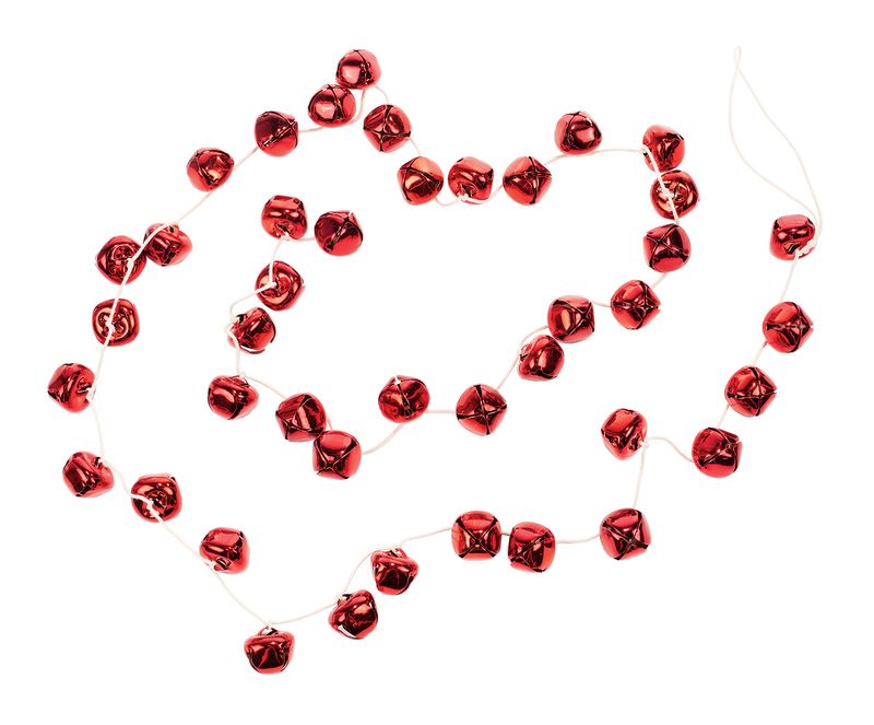 Metal jingle bells garland, shiny red, lrg, 55 in  6