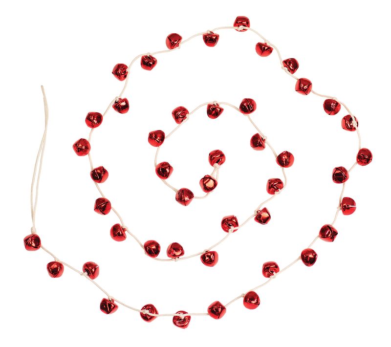 Metal jingle bells garland, shiny red, sml, 43 in  12