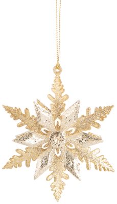Acrylic star flake ornament, 2-layer champagne gold and bright silver glitter, 4 in  12