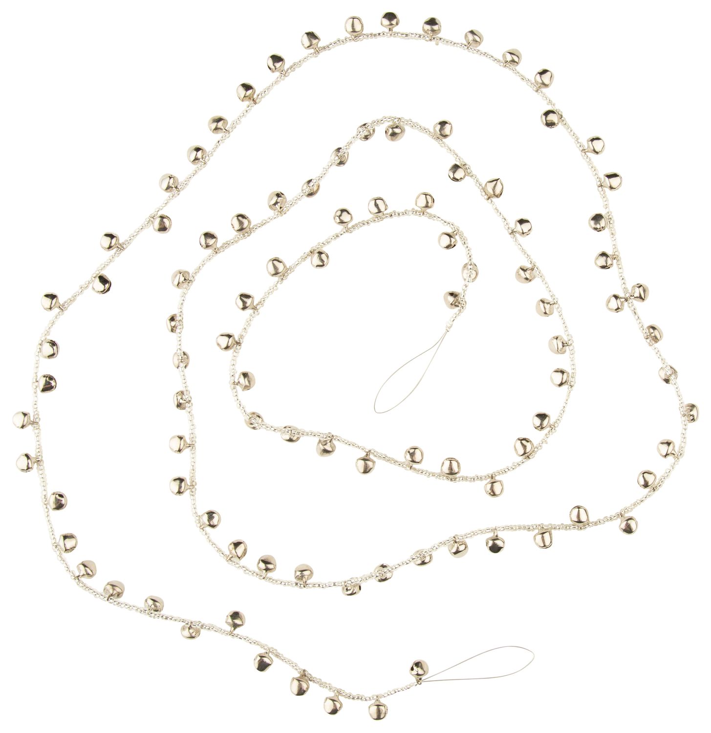 Shiny silver mini jingle bell and glass bead garland, 65 in  6