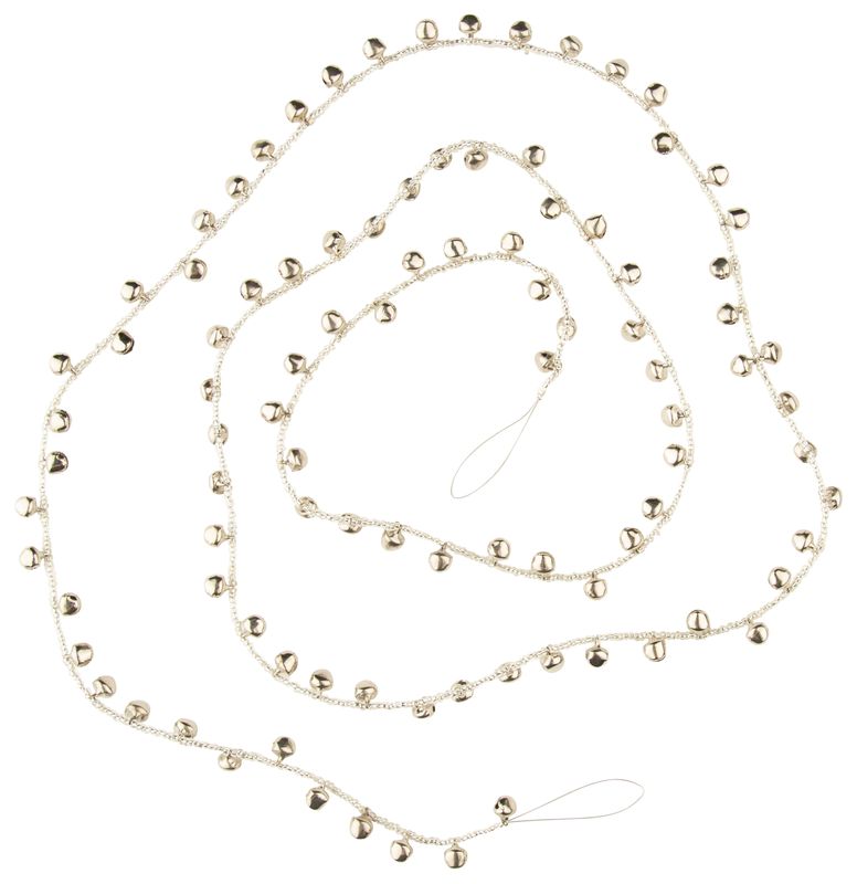 Shiny silver mini jingle bell and glass bead garland, 65 in  6
