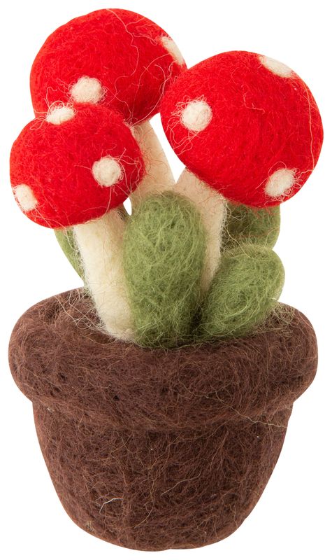Felt potted mushroom table piece, 4.5 in  6