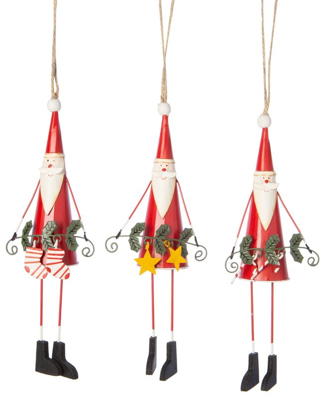 3 Asst&#39;d cone shape metal Santa ornaments, 7 in  24