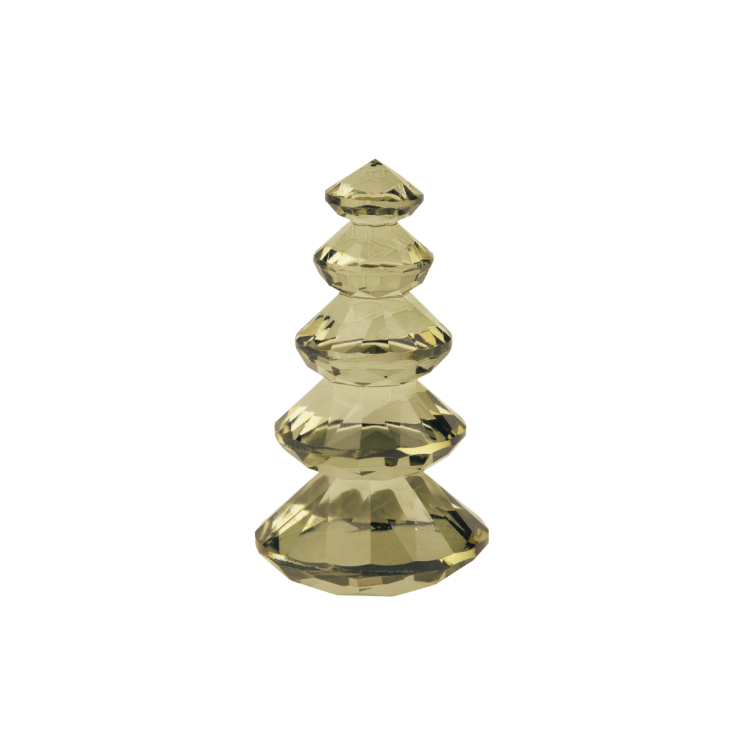 Solid cut glass tiered tree, brown, 4.5 in  6