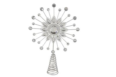 Wire starburst tree top with clear gems, silver, 13 in  6