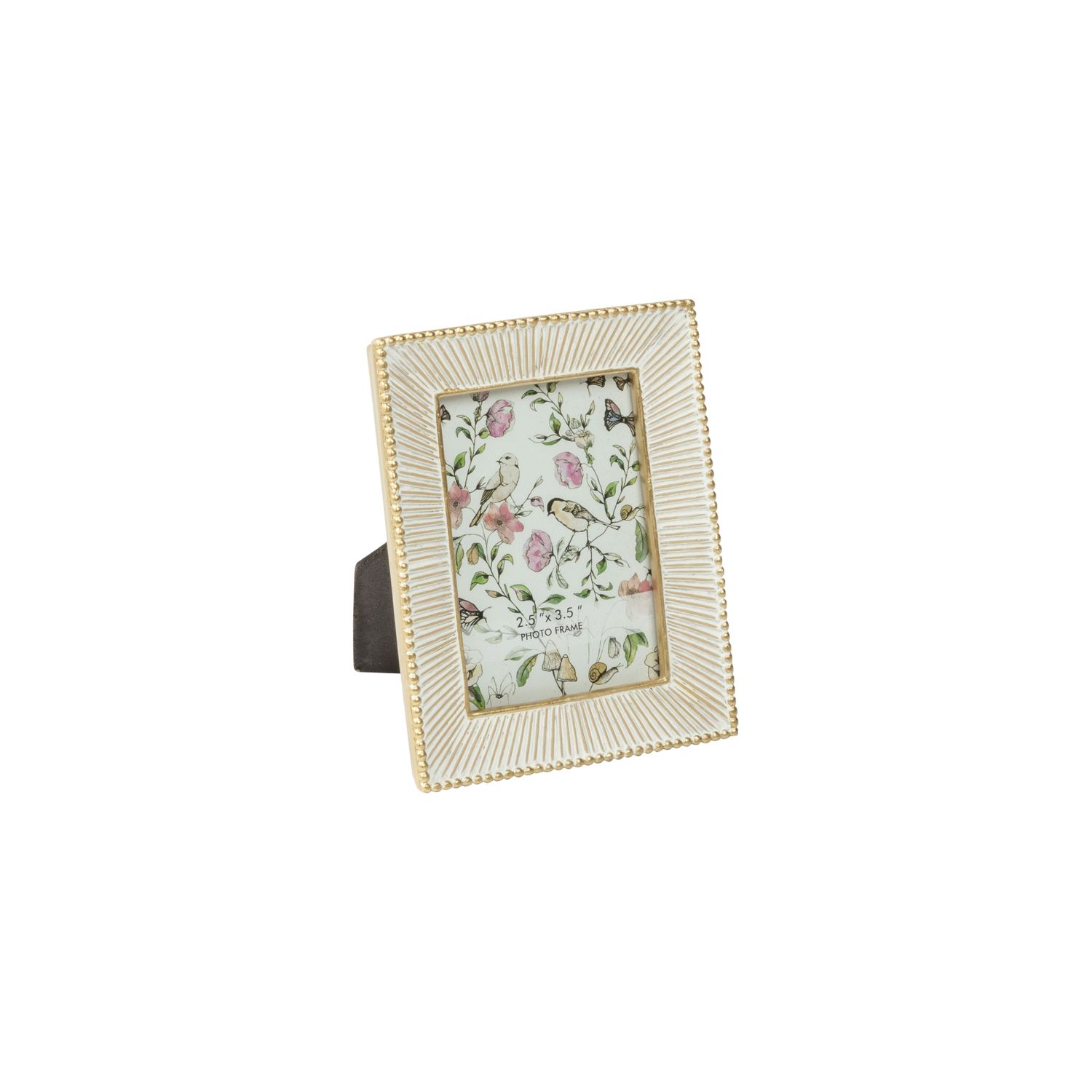 Embossed fan pattern resin mini picture frame, antique white hold 2.5x3.5 in photo  6       