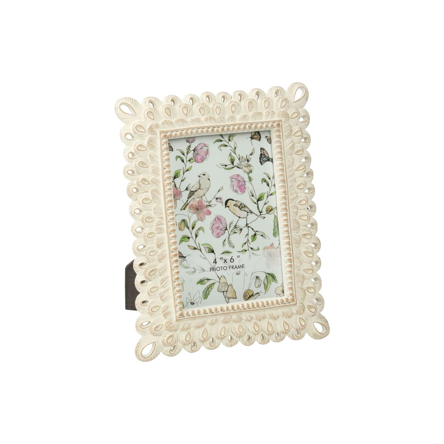 Loop pattern antique white resin frame, holds 4x6 in photo  4       