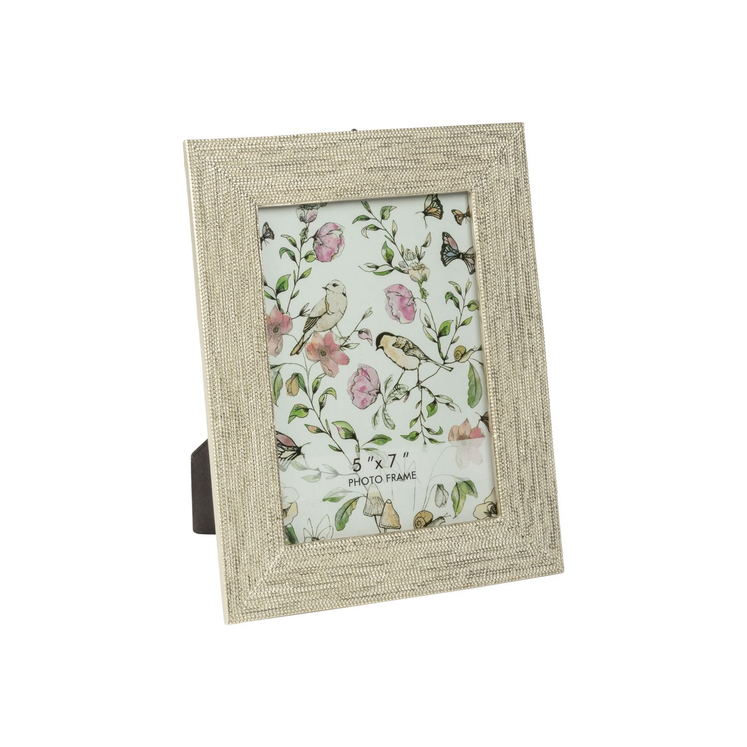 Micro bead pattern matte silver resin photo frame, holds 5x7 in photo  2       