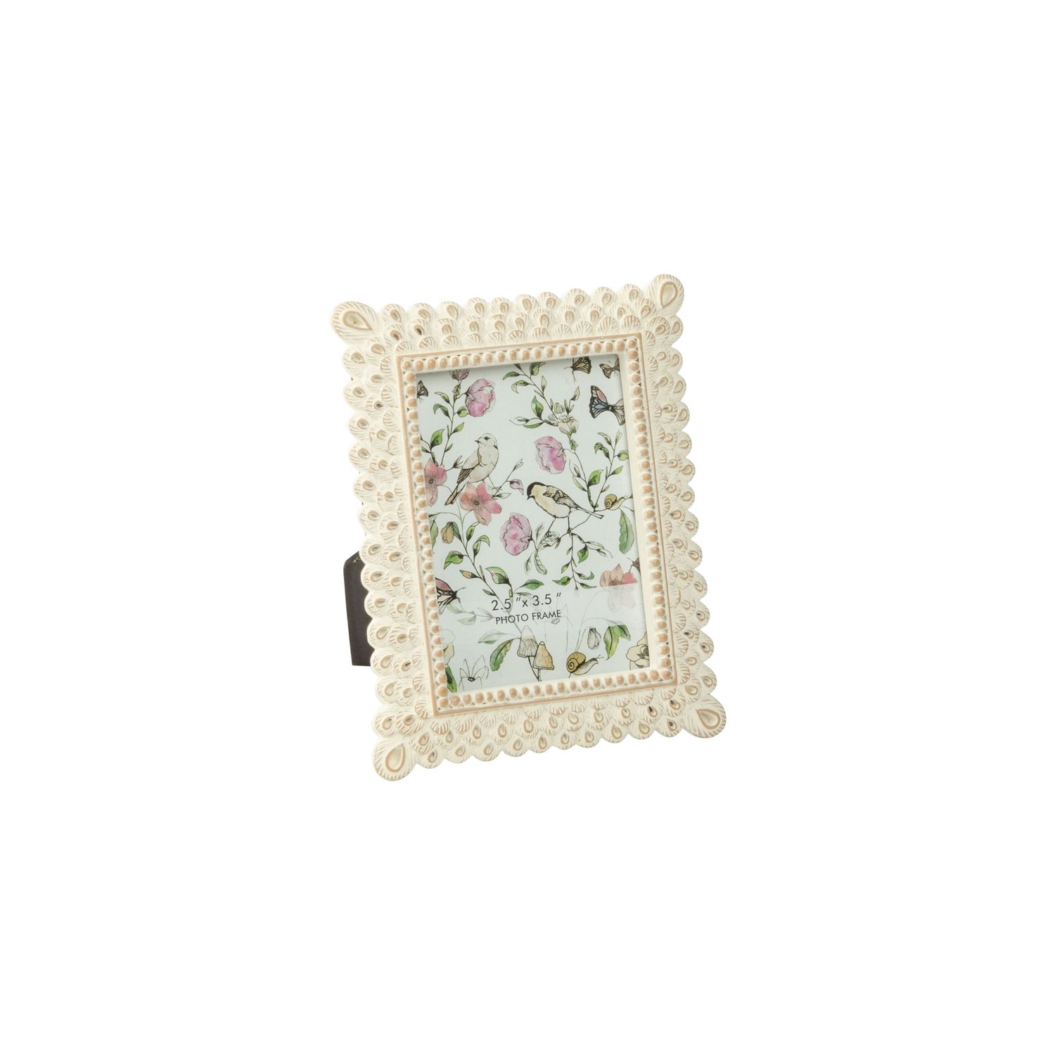 Loop pattern antique white resin mini frame, holds 2.5x3.5 in photo  6       