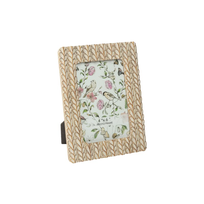 Mini branch pattern antique white on tan resin photo frame, holds 4x6 in photo  4       