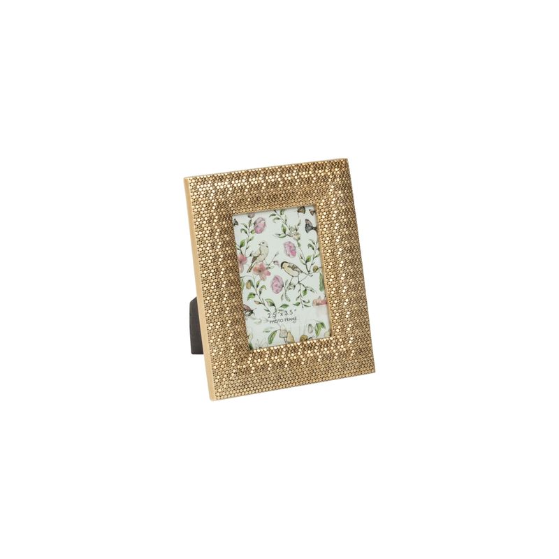 Micro hexagon pattern pale gold resin mini photo frame, holds 2.5x3.5 in photo  6       