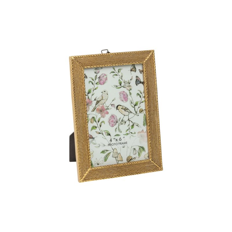 Micro bead antique gold finish resin picture frame, holds 4x6 in photo  4       