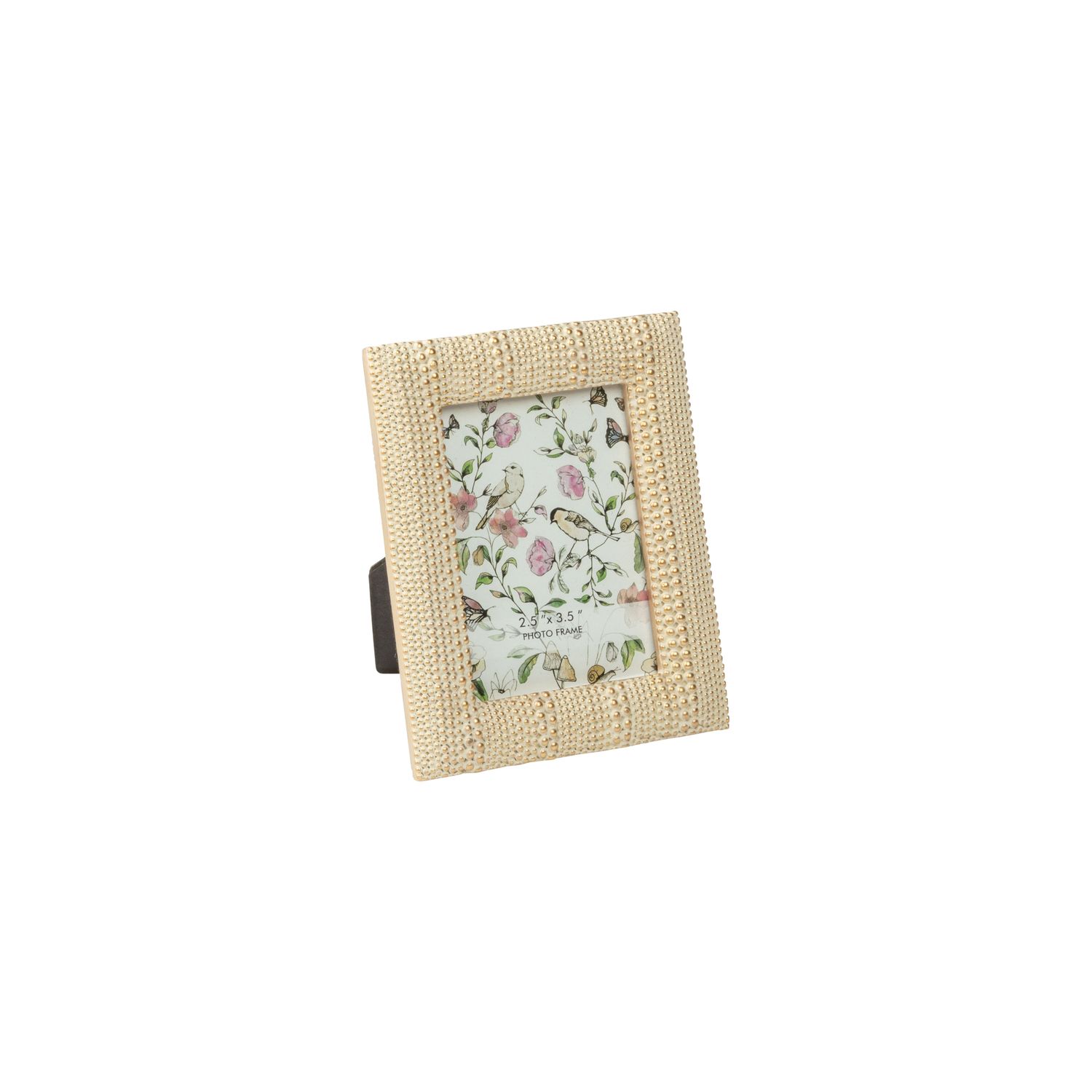 Multi size bead pattern resin mini picture frame, gold with white wash, holds 2.5x3.5 in photo  6       