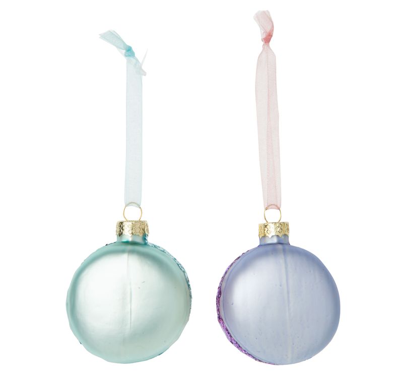 2 Asst&#39;d Blown glass macaroon ornaments, 2.5 in  24