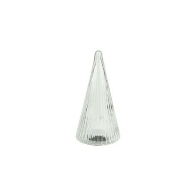 Molded glass cone table top tree, clear, 9 in  2