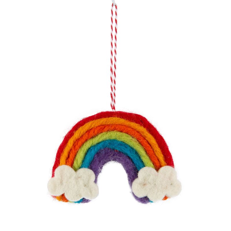 Felt rainbow ornament with clouds, 2.75 in  12