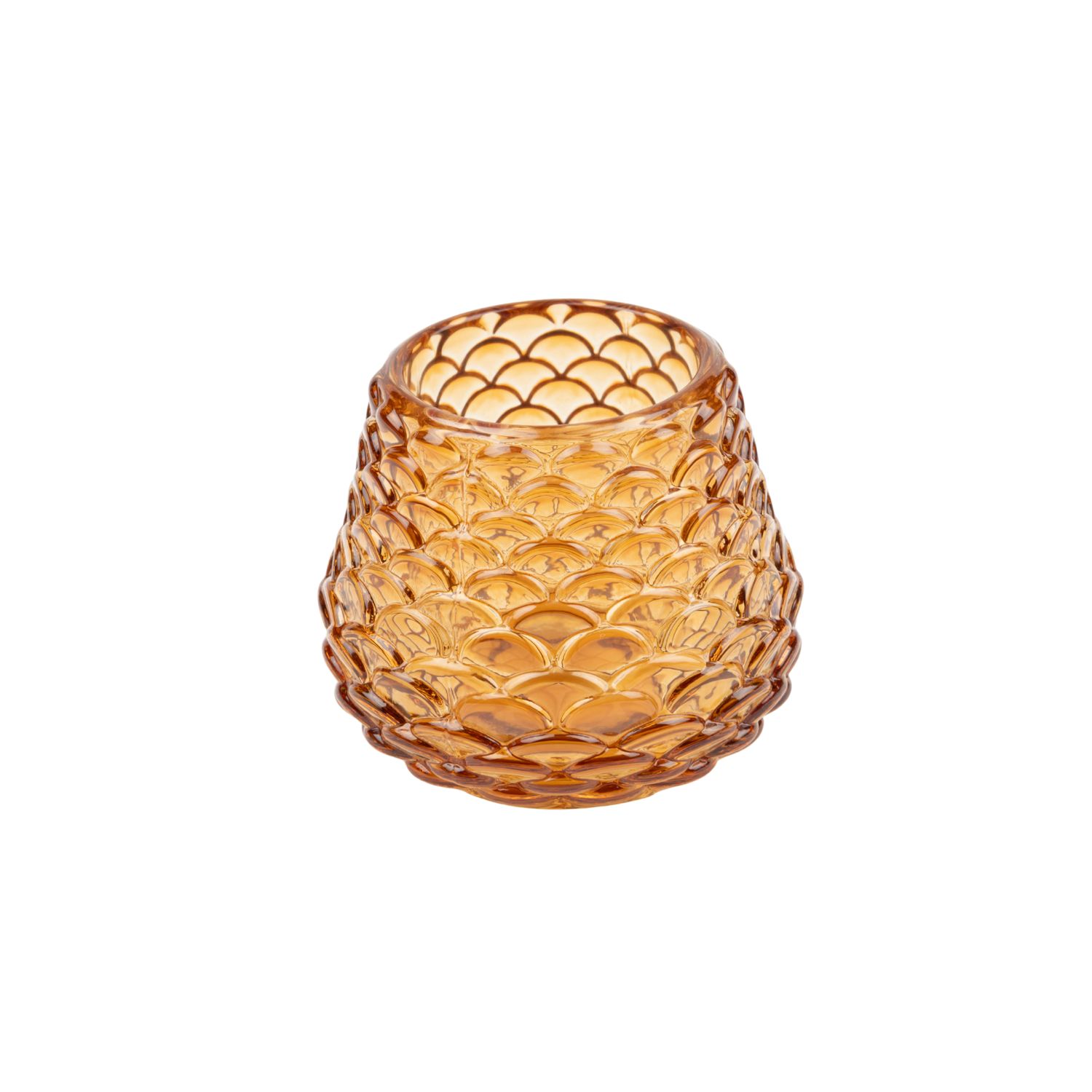 Amber glass pine cone shape holder table piece, 2.5 in  12